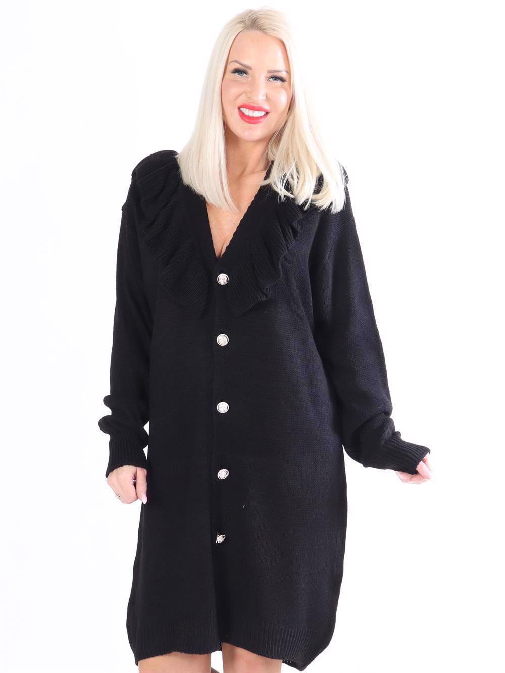 Emira - Strikcardigan med guldknapper